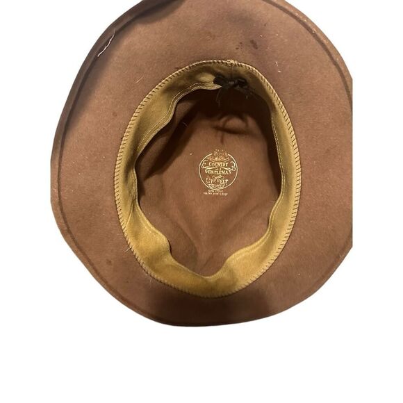 RARE VINTAGE PREOWNED Country Gentlemen Brown 100% Wool Lite Felt Safari Fedora - Picture 7 of 12